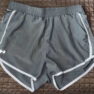 Under Armour Heat Gear loose fit gray shorts with liner. Size medium